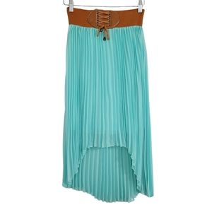 Mint Green Pleated High Waist Skirt Size Small